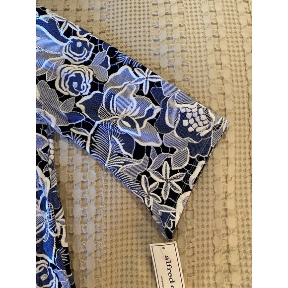 Alfred Dunner Blouse NEW Top Blue & White Pattern size Medium 3/4 Sleeve Dressy - Picture 5 of 12